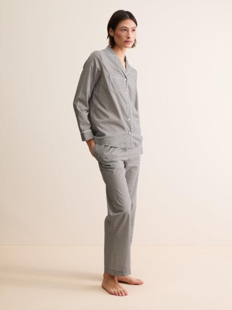 Derek Rose Women's Pajamas London Transport Cotton Batiste Taupe Cross