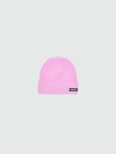 MSGM Pink knitted hat with MSGM logo label