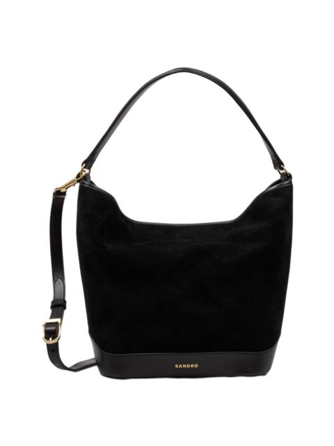 Sandro SANDRO Soft suede shopping bag in Black at Nordstrom