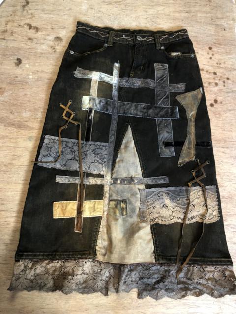 Other Designers Archival Clothing - Archive artisanal bondage patchwork mashup skirt
