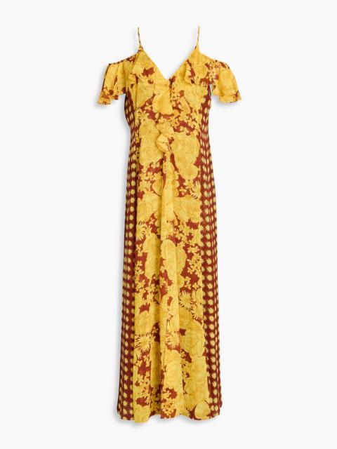 DIANE VON FURSTENBERG Aya cold-shoulder printed chiffon maxi dress