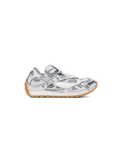 Bottega Veneta Silver & White Orbit Sneakers