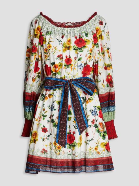 Alice + Olivia Mary ruffled floral-print cotton-mousseline mini dress