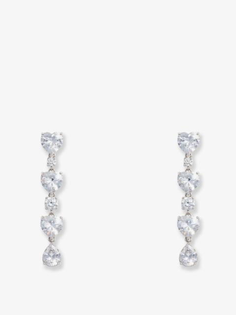 self-portrait Self-Portrait Crystal Heart Tiered Earrings Silver