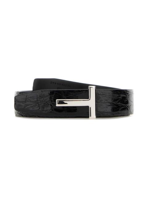 Black Leather T Belt
