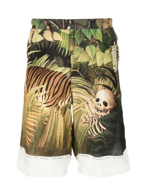 ENDLESS JOY FOREST GRAPHIC-PRINT SILK SHORTS