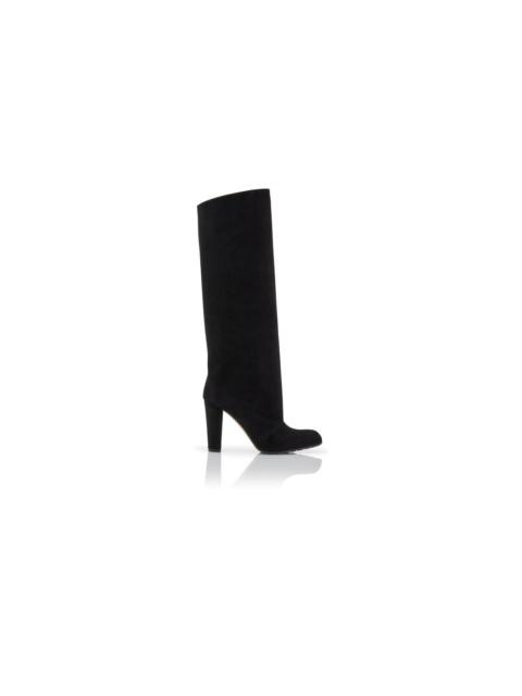 Manolo Blahnik Black Suede Knee High Boots