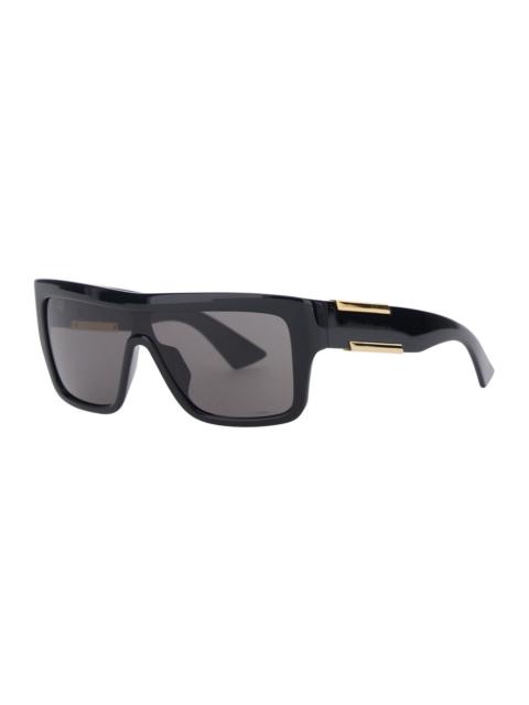 Bottega Veneta Bottega Veneta Women Black Aviator Sunglasses With Square Lenses And Metal Plates On The Side In Pla