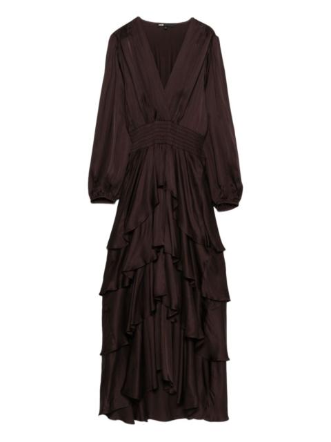 maje V-neck ruffled dress