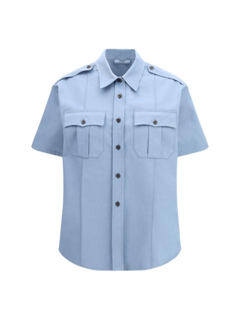 Prada Prada Short-sleeved Cotton Shirt Avio Women