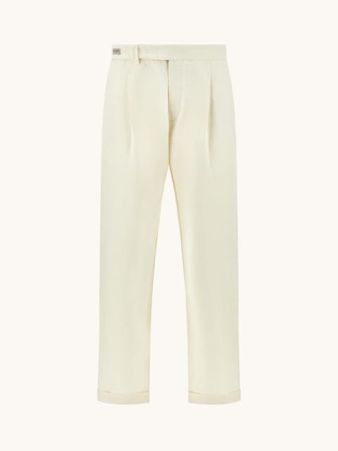 Paul & Shark CHINO TROUSERS IN LINEN AND COTTON WITH PLEATS