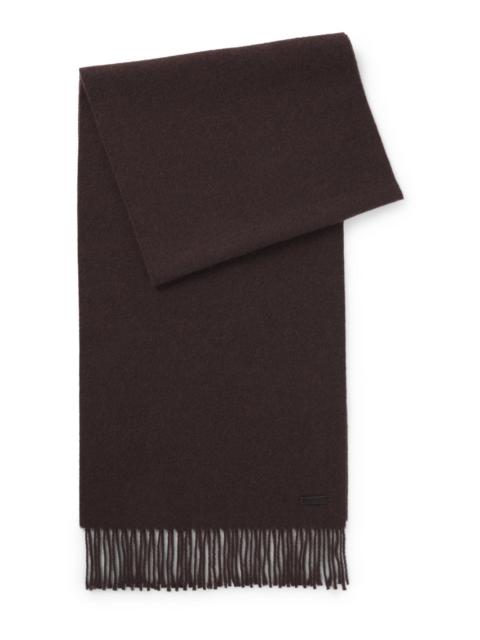 BOSS WOOL SCARF WITH FAUX-LEATHER LOGO PATCH