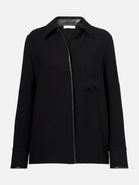 Vince Faux leather-trimmed shirt
