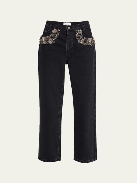 FRAME The Beaded Straight Jeans