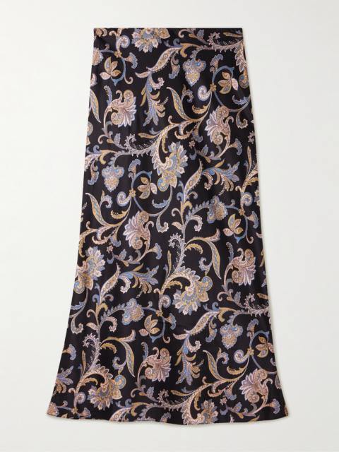 VERONICA BEARD Clover Paisley-print Silk-blend Charmeuse Midi Skirt