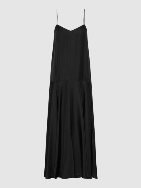 ST. AGNI Silk Twill Relaxed Slip Dress - Black
