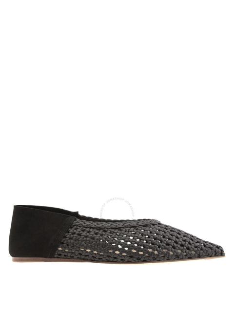 Studio Amelia Studio Amelia Ladies Black Lattice Babche Pointed-Toe Nappa Flats