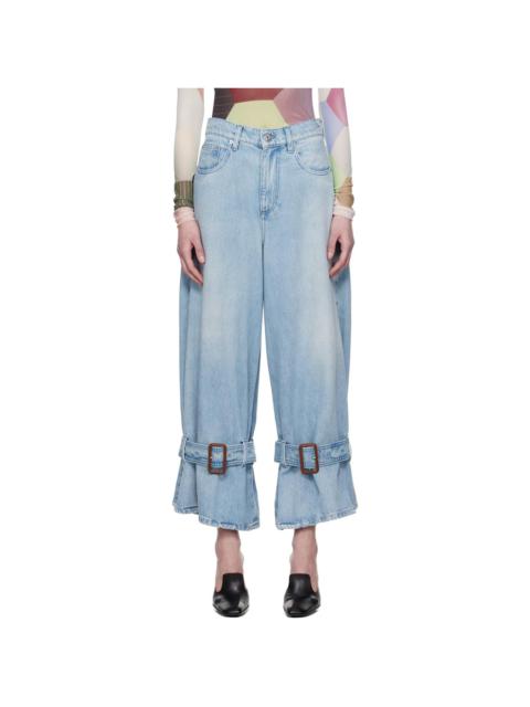 JW Anderson Blue Buckled Cuff Jeans