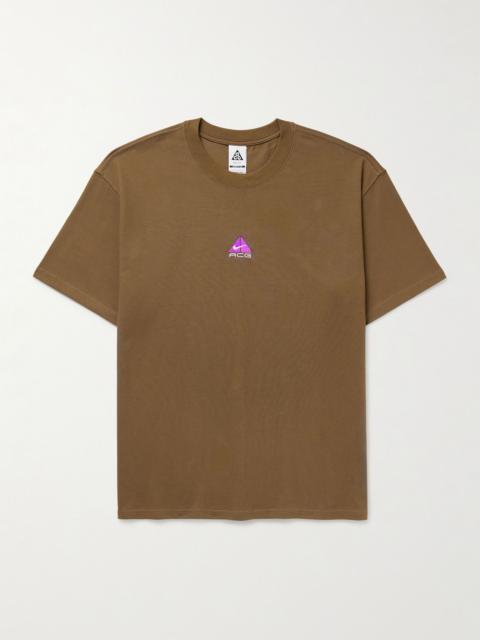 Nike ACG Logo-Embroidered Dri-FIT T-Shirt Brown