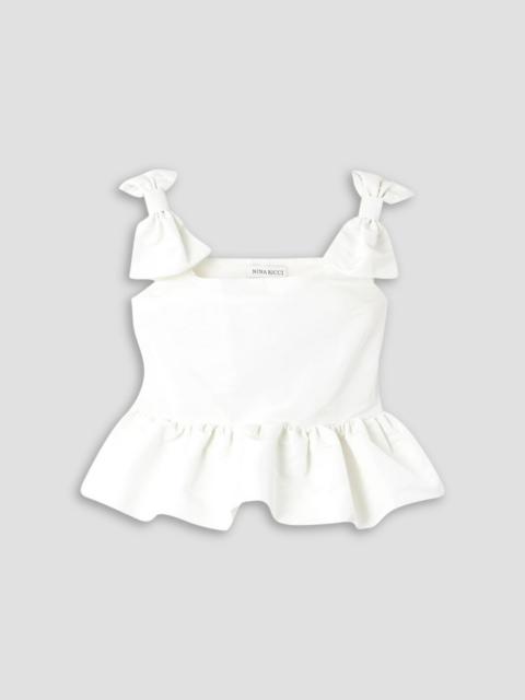 NINA RICCI Bow-embellished ruffled taffeta top