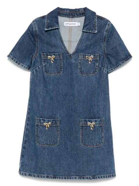 self-portrait Self-Portrait Women Women`S Blue V-Neck Denim Dress