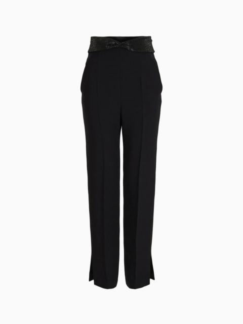 GIORGIO ARMANI Straight trousers in silk cady with rhinestone details