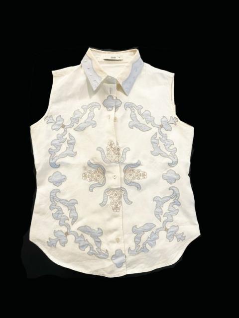 Prada PRADA Linen  apliqué sleeveless button down shirt