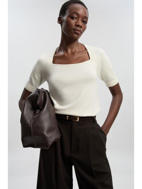 KAREN MILLEN Viscose Blend Square Neck Knitted Long Sleeve Top