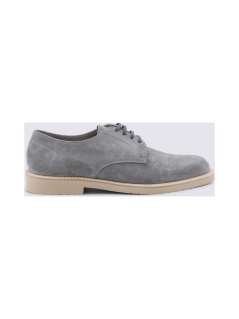 Brunello Cucinelli Grey Leather Lace Up Shoes