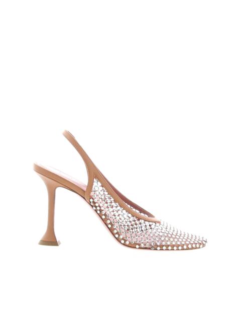 Amina Muaddi Amina Muaddi – Dolly Crystal Sling 95 – Latte