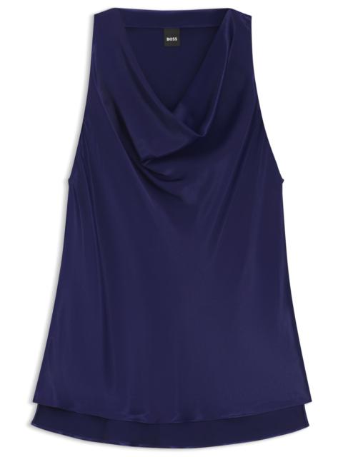 BOSS SLEEVELESS TOP IN SATIN WITH DRAPED NECKLINE