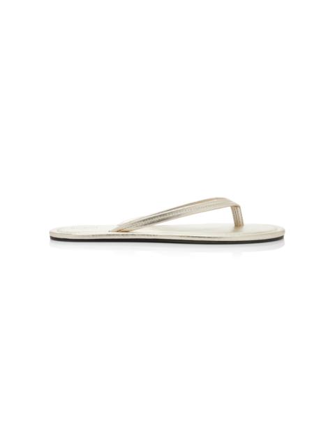 ST. AGNI Metallic Leather Thong Sandals gold