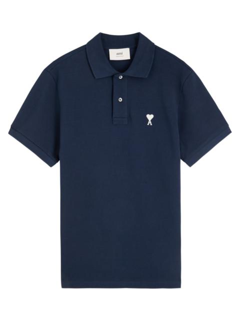Ami Paris Logo-embroidered Piqué Cotton Polo Shirt