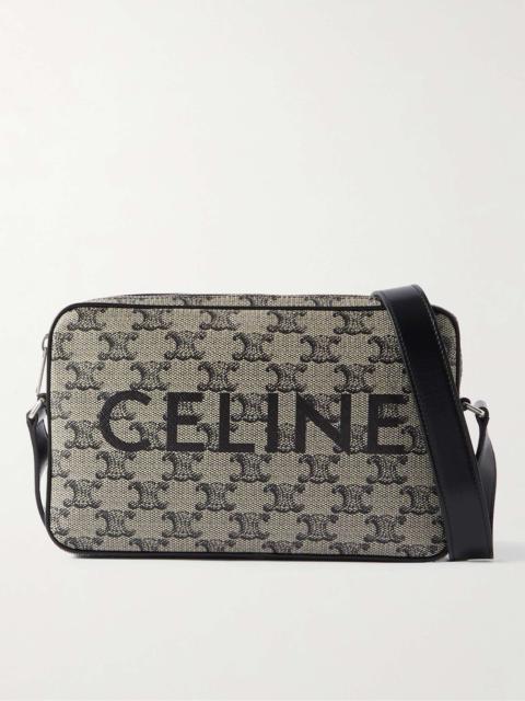 CELINE Triomphe Leather-Trimmed Logo-Print Coated-Canvas