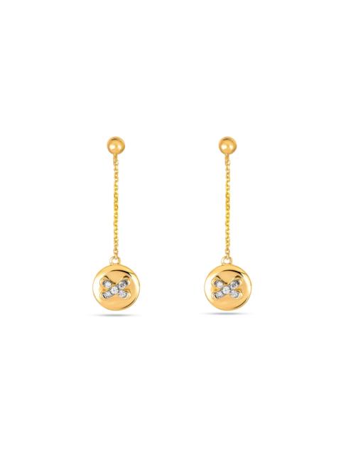 STONE AND STRAND Diamond Button Drop Earrings