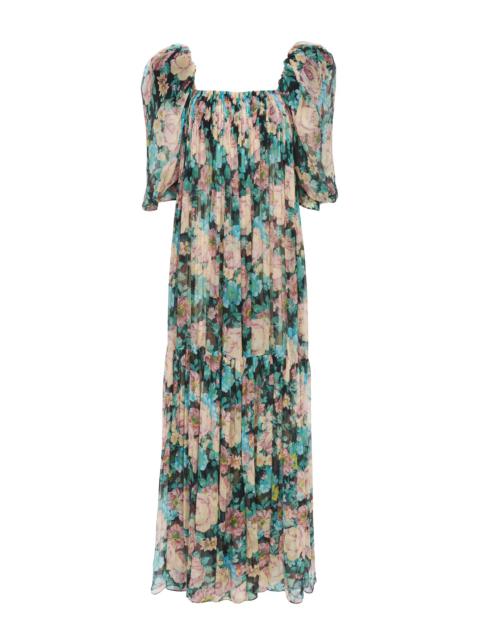 Chloé PUFF-SLEEVE LONG DRESS IN SILK MOUSSELINE
