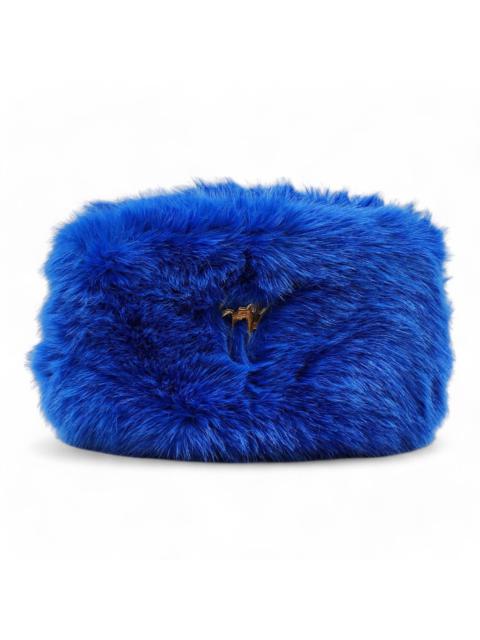 Shoulder Bag Clutch with logo - Faux Fur - Blue - $840
