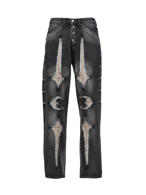 Thug Club TC BONE LEATHER DENIM PANTS / BLK