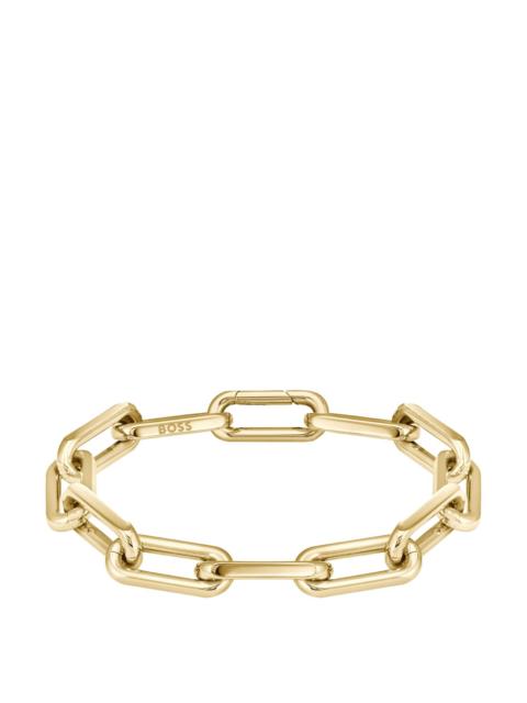 BOSS GOLD-TONE BRACELET WITH BRANDED LINK