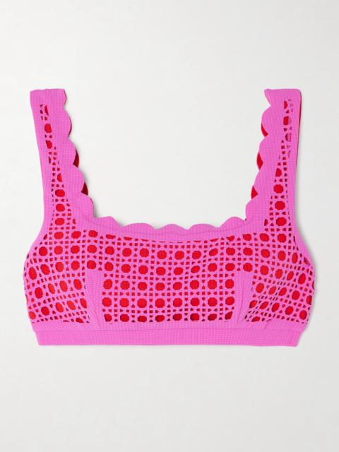 MARYSIA Palm Springs Scalloped Laser-cut Seersucker Bikini Top