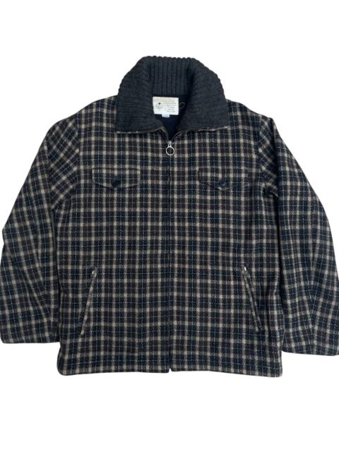 Other Designers Japanese Brand - C.C. CHE'S Wool Zip Jacket - Bartack Workwear Ribbed Collar