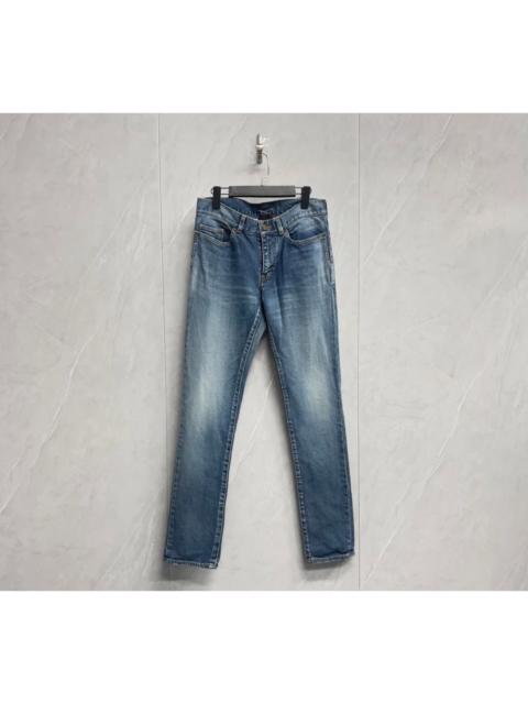 SAINT LAURENT SAINT LAURENT Aqua Blue Washed Distressed Jeans