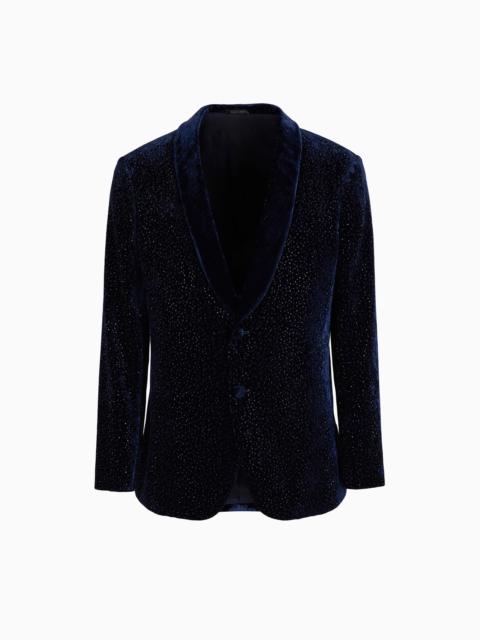 GIORGIO ARMANI Giorgio’s velvet and crystals single-breasted tuxedo jacket