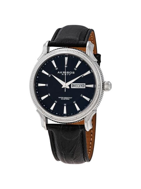 Other Designers Akribos XXIV Silver Dial Black Leather Men's  Watch AK726SSB