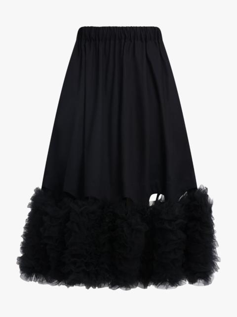 Noir Kei Ninomiya MIDI SKIRT WITH ATTACHED TULLE HEM | BLACK