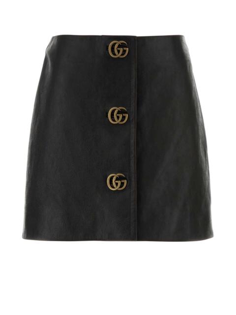 GUCCI Gucci Women Black Leather Mini Skirt