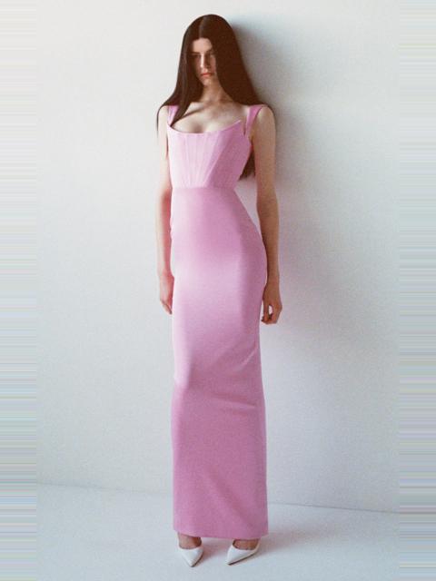 ALEX PERRY HALSE satin crepe corset gown purple