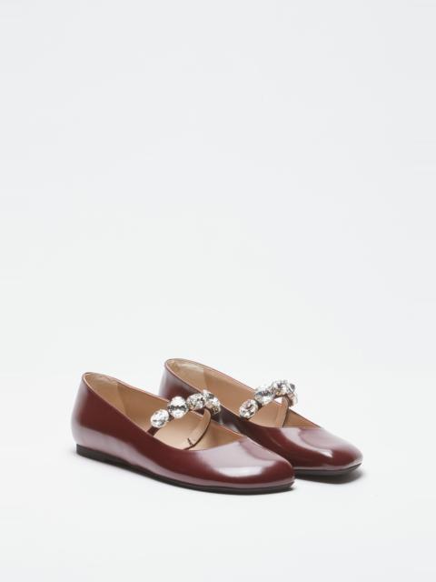 N°21 PATENT LEATHER BALLERINAS WITH MAXI CRYSTALS