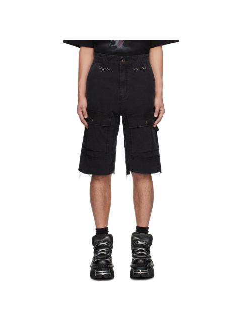 We11done Black Military Vintage Shorts
