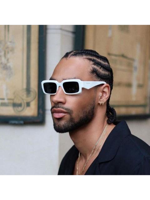 Prada SALE! NEW Prada PR27ZS 17K08Z Talc White Grey Unisex Rectangle Sunglasses